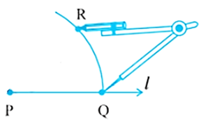 cut the arc drawn earlier, at point R