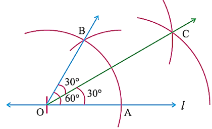 Construction of 30° angle