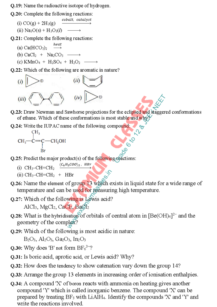 Class 11 Chemistry Assignment T4