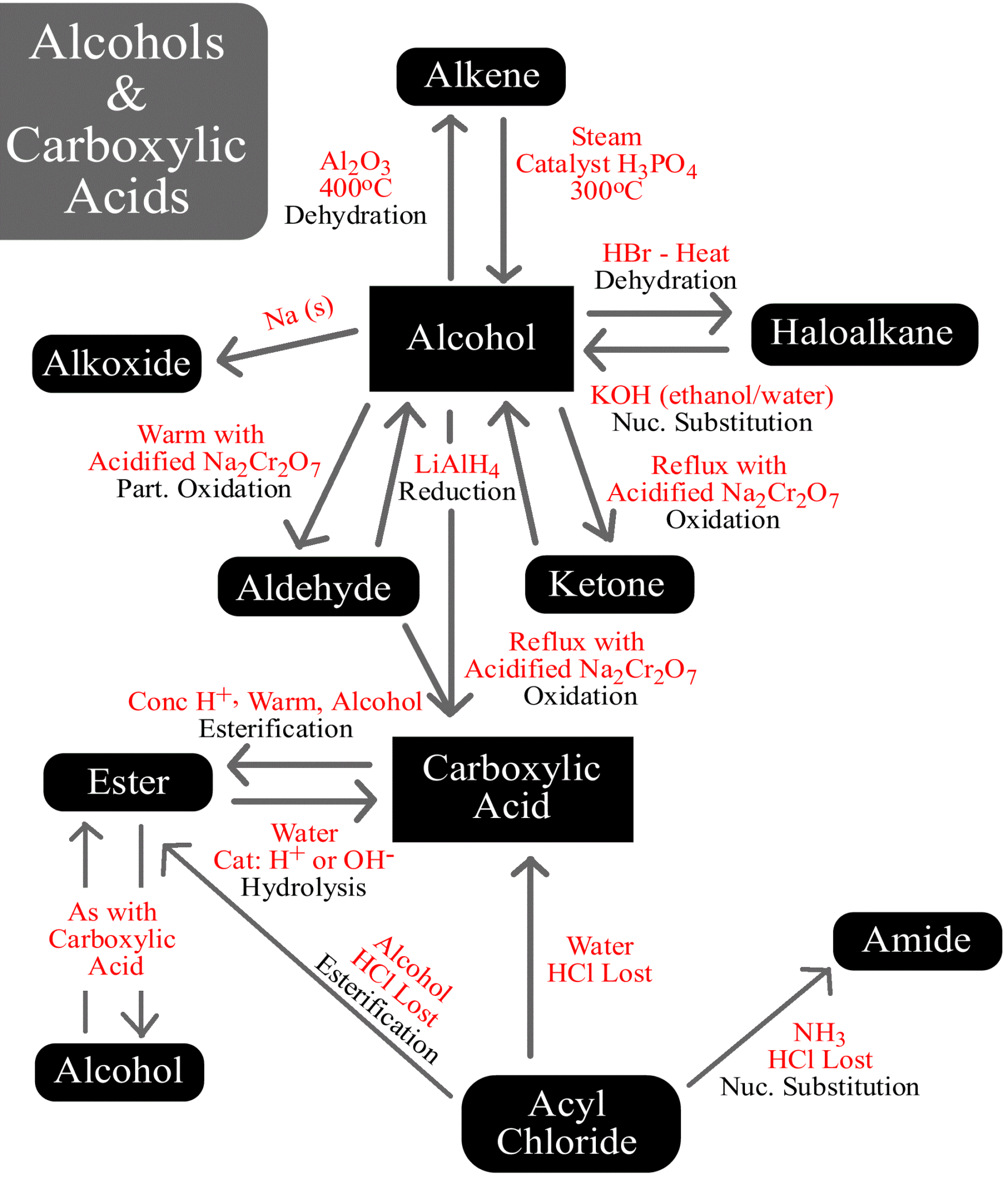 Organic Reaction Map - Alcohols - Examium Classes | Mathematics Science ...